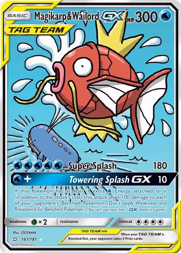 Magikarp & Wailord GX (Alternate Full Art) (161/181), SM - Team Up — Pokémon card price