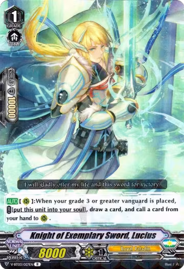 Knight of Exemplary Sword, Lucius (V-BT03/027EN), V-BT03: Miyaji Academy CF Club — Vanguard card price