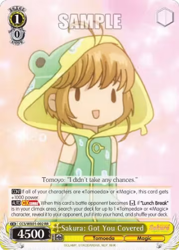 Sakura: Got You Covered (CCS/WX01-002 RR), Cardcaptor Sakura: Clear Card — Weiß Schwarz card price