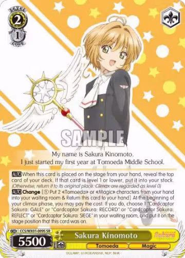 Sakura Kinomoto (SR) (CCS/WX01-009S SR), Cardcaptor Sakura: Clear Card — Weiß Schwarz card price