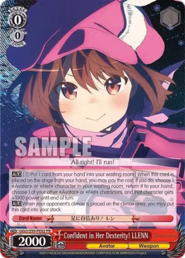 Confident in Her Dexterity! LLENN (Alternate Art) (GGO/S59-PE02PR PR), SAO Alternative–Gun Gale Online — Weiß Schwarz card price