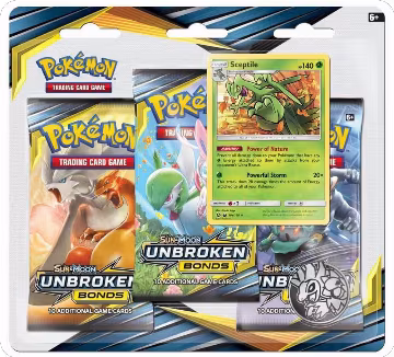 Unbroken Bonds 3 Pack Blister [Sceptile], SM - Unbroken Bonds — Pokémon sealed product price