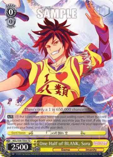 One Half of BLANK, Sora (NGL/S58-TE03 TD), No Game No Life — Weiß Schwarz card price