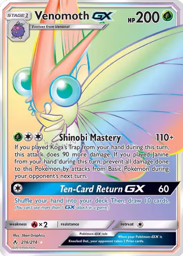 Venomoth GX (Secret) (216/214), SM - Unbroken Bonds — Pokémon card price