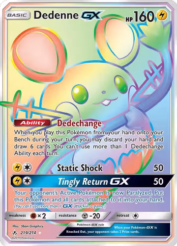 Dedenne GX (Secret) (219/214), SM - Unbroken Bonds — Pokémon card price