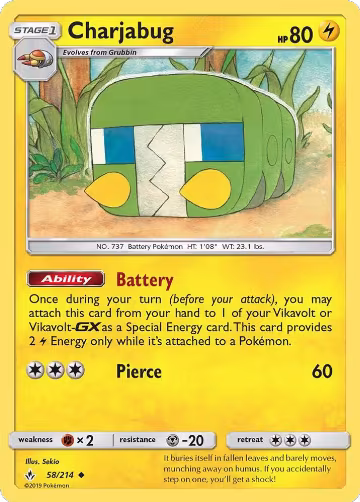 Charjabug (58/214), SM - Unbroken Bonds — Pokémon card price