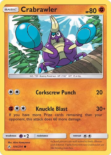 Crabrawler (104/214), SM - Unbroken Bonds — Pokémon card price
