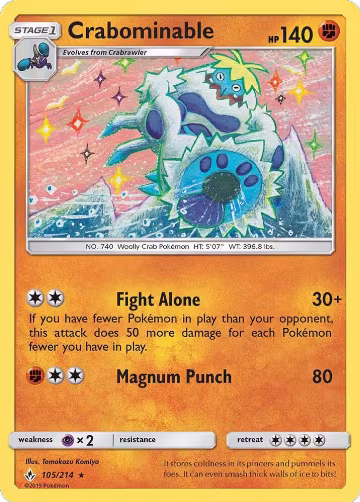 Crabominable (105/214), SM - Unbroken Bonds — Pokémon card price