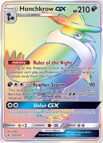 Honchkrow GX (Secret) (223/214), SM - Unbroken Bonds — Pokémon card price