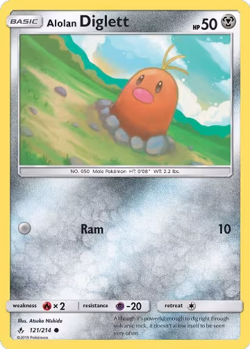 Alolan Diglett (121/214), SM - Unbroken Bonds — Pokémon card price
