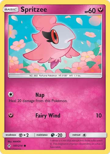 Spritzee (141/214), SM - Unbroken Bonds — Pokémon card price