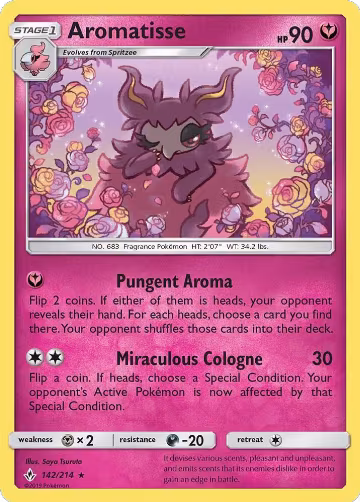 Aromatisse (142/214), SM - Unbroken Bonds — Pokémon card price