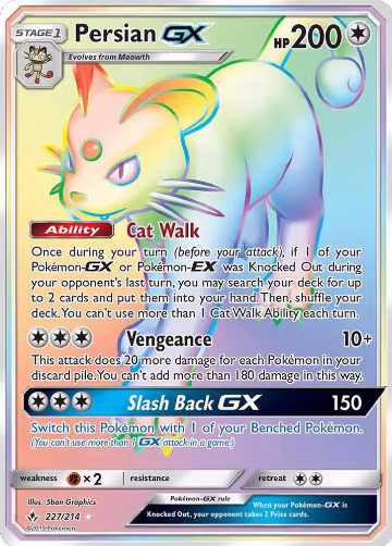 Persian GX (Secret) (227/214), SM - Unbroken Bonds — Pokémon card price