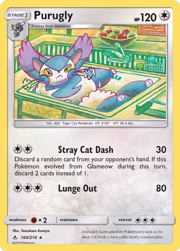Purugly (160/214), SM - Unbroken Bonds — Pokémon card price