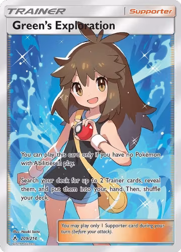 Green's Exploration (Full Art) (209/214), SM - Unbroken Bonds — Pokémon card price