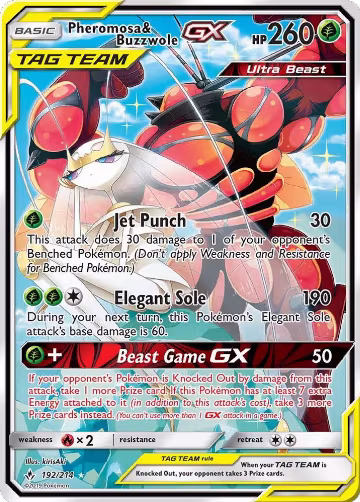 Pheromosa & Buzzwole GX (192) (Alternate Full Art) (192/214), SM - Unbroken Bonds — Pokémon card price
