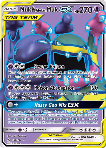 Muk & Alolan Muk GX (196) (Full Art) (196/214), SM - Unbroken Bonds — Pokémon card price