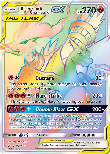Reshiram & Charizard GX (Secret) (217/214) — card price