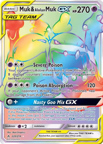 Muk & Alolan Muk GX (Secret) (220/214), SM - Unbroken Bonds — Pokémon card price