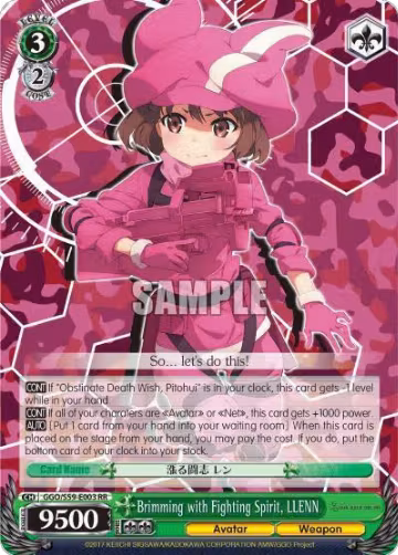 Brimming with Fighting Spirit, LLENN (GGO/S59-E003 RR), SAO Alternative–Gun Gale Online — Weiß Schwarz card price