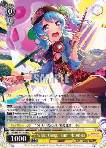 "A Nice Change" Kanon Matsubara (BD/EN-W03-004 R), BanG Dream! Girls Band Party! MULTI LIVE — Weiß Schwarz card price