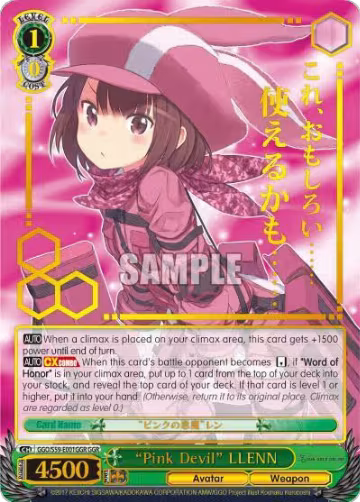 "Pink Devil" LLENN (GGR) (Gold Stamp) (GGO/S59-E001GGR GGR), SAO Alternative–Gun Gale Online — Weiß Schwarz card price