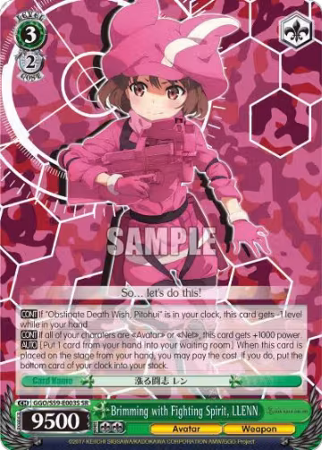 Brimming with Fighting Spirit, LLENN (SR) (GGO/S59-E003S SR), SAO Alternative–Gun Gale Online — Weiß Schwarz card price