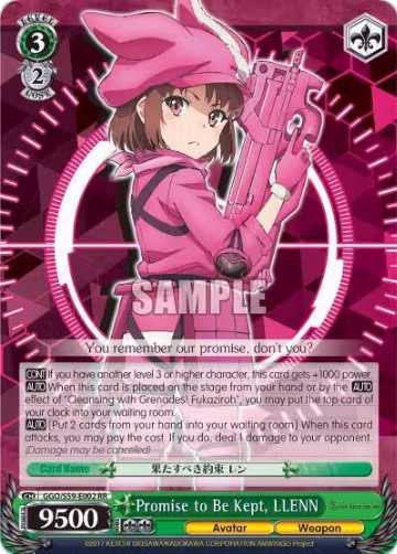 Promise to Be Kept, LLENN (GGO/S59-E002 RR), SAO Alternative–Gun Gale Online — Weiß Schwarz card price