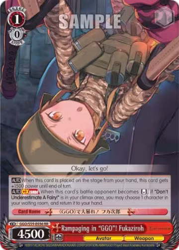 Rampaging in "GGO"! Fukaziroh (GGO/S59-E036 RR), SAO Alternative–Gun Gale Online — Weiß Schwarz card price