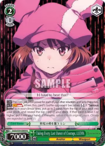 Taking Every Last Ounce of Courage, LLENN (GGO/S59-E009 R), SAO Alternative–Gun Gale Online — Weiß Schwarz card price