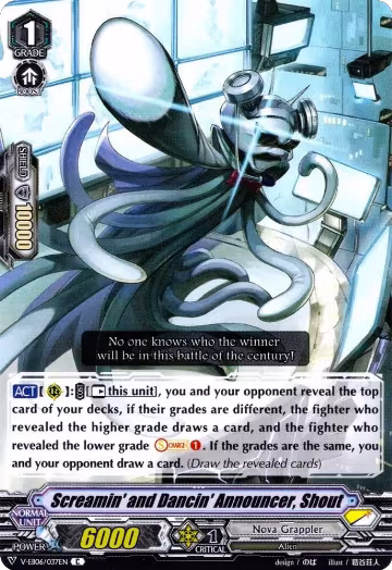 Screamin' and Dancin' Announcer, Shout (V-EB06/037EN), V-EB06: Light of Salvation, Logic of Destruction — Vanguard card price