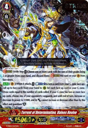 Torrent of Determination, Valeos Revive (Hot Stamped) (V-SS01/027EN), V-SS01: Premium Collection 2019 — Vanguard card price