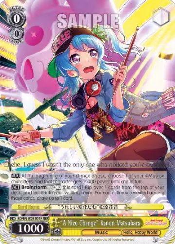 "A Nice Change" Kanon Matsubara (RRR) (BD/EN-W03-004R RRR), BanG Dream! Girls Band Party! MULTI LIVE — Weiß Schwarz card price