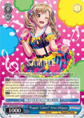 "Poppin'Colors!" Arisa Ichigaya (BD/EN-W03-110 C), BanG Dream! Girls Band Party! MULTI LIVE — Weiß Schwarz card price