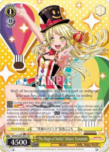 "The Magic of Smiles" Kokoro Tsurumaki (SR) (BD/EN-W03-001S SR), BanG Dream! Girls Band Party! MULTI LIVE — Weiß Schwarz card price