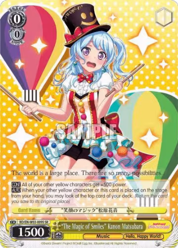 "The Magic of Smiles" Kanon Matsubara (SR) (BD/EN-W03-009S SR), BanG Dream! Girls Band Party! MULTI LIVE — Weiß Schwarz card price