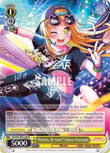 "Worries, Be Gone!" Kokoro Tsurumaki (BD/EN-W03-006 R), BanG Dream! Girls Band Party! MULTI LIVE — Weiß Schwarz card price