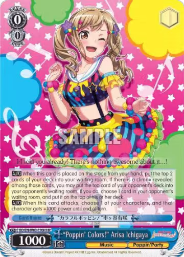 "Poppin'Colors!" Arisa Ichigaya (HR) (BD/EN-W03-110H HR), BanG Dream! Girls Band Party! MULTI LIVE — Weiß Schwarz card price