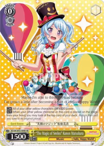 "The Magic of Smiles" Kanon Matsubara (HR) (BD/EN-W03-009H HR), BanG Dream! Girls Band Party! MULTI LIVE — Weiß Schwarz card price