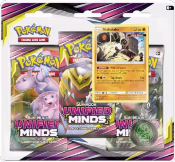 Unified Minds 3 Pack Blister [Stakataka], SM - Unified Minds — Pokémon sealed product price