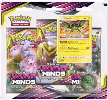Unified Minds 3 Pack Blister [Vikavolt], SM - Unified Minds — Pokémon sealed product price