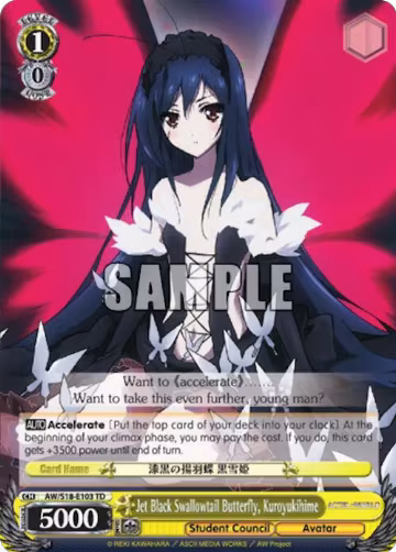 Jet Black Swallowtail Butterfly, Kuroyukihime (AW/S18-E103 TD), Accel World — Weiß Schwarz card price