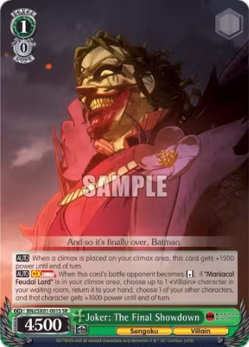 Joker: The Final Showdown (SR) (BNJ/SX01-001S SR), Batman Ninja — Weiß Schwarz card price