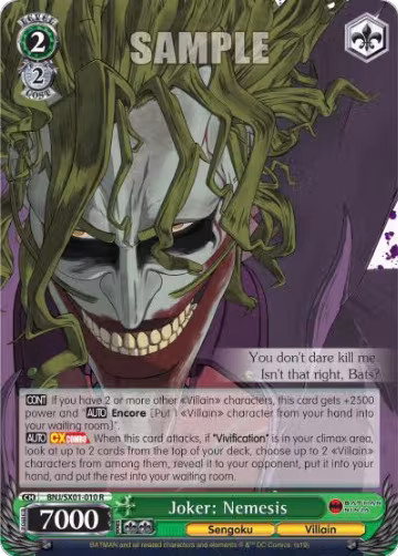 Joker: Nemesis (BNJ/SX01-010 R), Batman Ninja — Weiß Schwarz card price