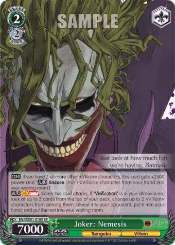 Joker: Nemesis (SR) (BNJ/SX01-010S SR), Batman Ninja — Weiß Schwarz card price