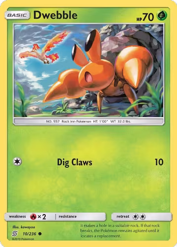 Dwebble (10/236), SM - Unified Minds — Pokémon card price