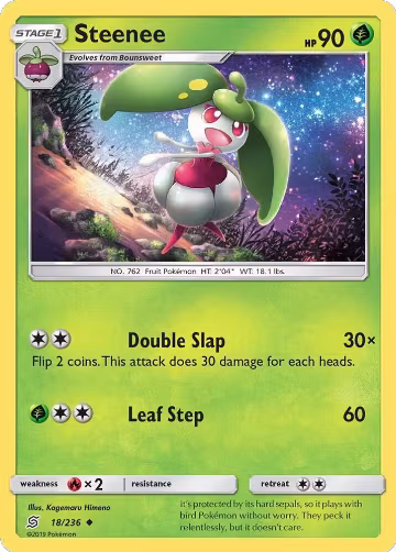 Steenee (18/236), SM - Unified Minds — Pokémon card price