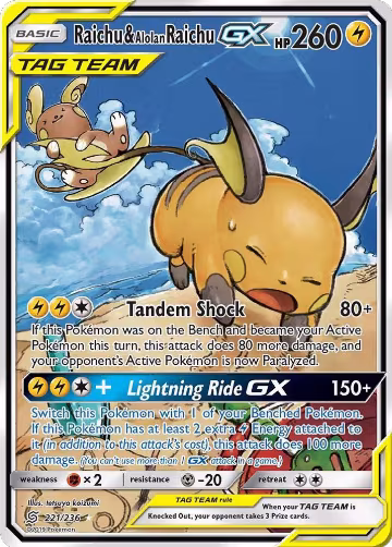 Raichu & Alolan Raichu GX (Alternate Full Art) (221/236) — card price