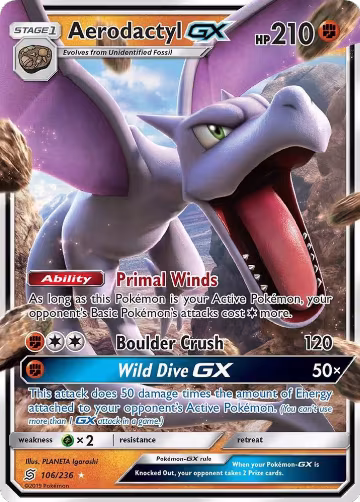 Aerodactyl GX (106/236), SM - Unified Minds — Pokémon card price