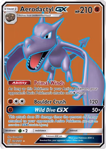 Aerodactyl GX (Full Art) (224/236), SM - Unified Minds — Pokémon card price